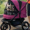 Pet Gear No-Zip Jogger Pet Stroller for Cats/Dogs, Zipperless Entry, Airless Tires, Easy One-Hand Fold, Cup Holder + Storage Basket, Dark Lilac- Extra Large