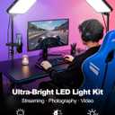 UBeesize 2-Pack LED Video Light Kit, 3000-6500K Dimmable Photography Studio Lights with Tripod Stand & Phone Holder, Video Recording & Streaming Lighting for Makeup, Gaming, YouTube