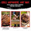 SHIZZO Rib Rack for Smoking & Grilling, Holds up to 4 Full Racks of Ribs, Foldable Design, Fits Large Gas Smoker or Charcoal Grill, Perfect BBQ Accessory, Smoker Accessories, Gifts for Men, Father