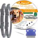Flea and Tick Collar for Large Dog, 12-Month Full-Body Protection, Natural Ingredients, Free Flea Comb and Tweezers Included, 2 Packs