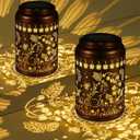 2 Pack Solar Lanterns Outdoor Waterproof, Cats Garden Decor Gifts for Women Mom Grandma Hanging Solar Lights Metal Decoration Outside for Yard, Patio, Lawn