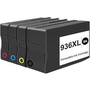 936e 936XL Ink Cartridges combo Compatible for HP936e for HP 936 XL Printer ink 936e ink Cartridges Work with Officejet Pro 9110b 9120 9122e 9125e 9128e 9130b 9135e 9730e Printer black C/M/Y(4 Pack)