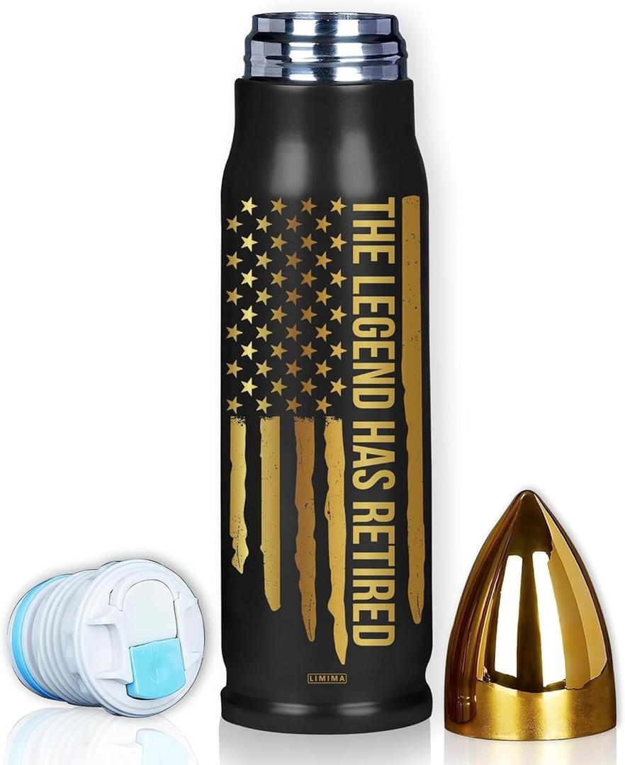 Retirement Gifts for Men, Fathers Day, 250th Anniversary USA, Birthday Gift Ideas, The Legend Has Retired Tumbler, 17oz Insulated Tumbler with Patriotic American Flag Design