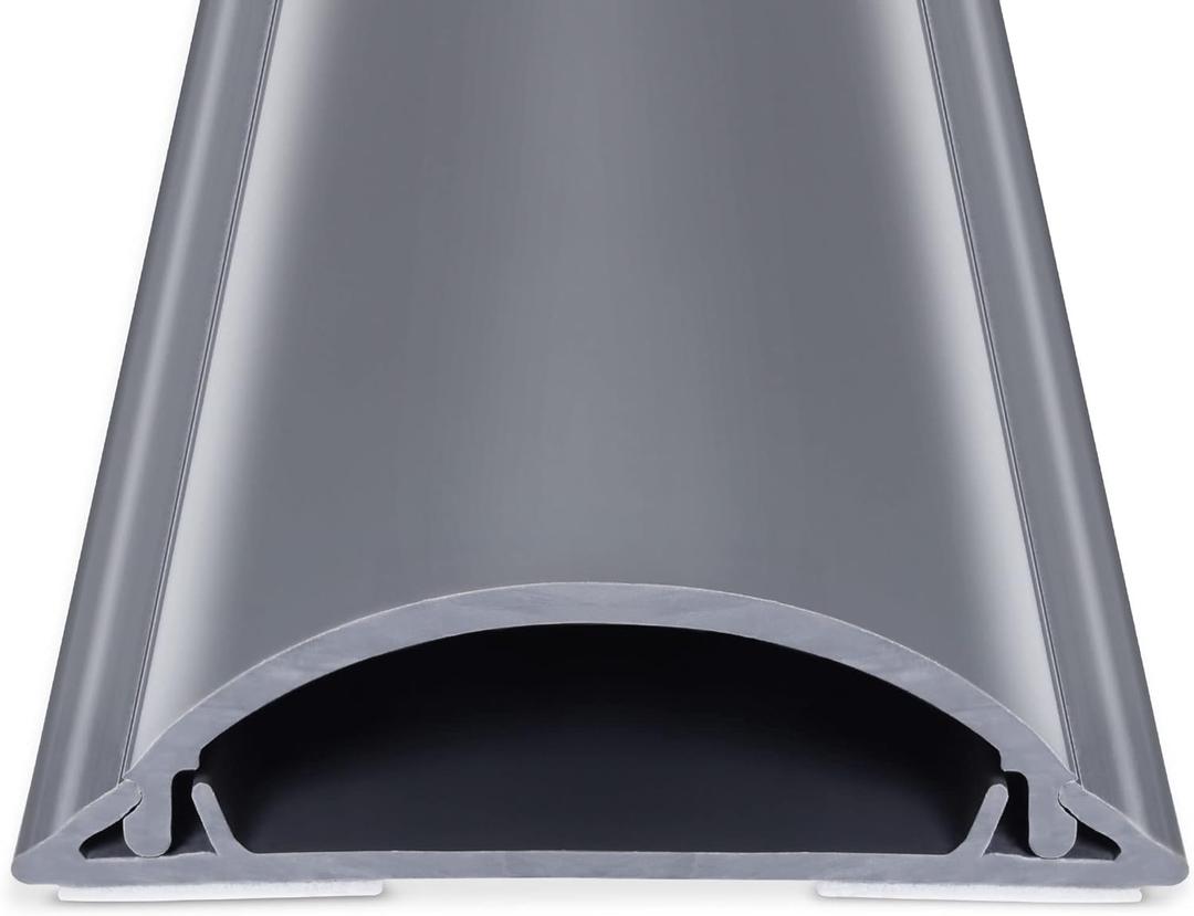 Cord Cover Floor 34in (2 x L17in), Large Capacity Floor Cable Cover, Hard PVC Cord Hider, Wire Cable Management Raceway, Grey, Cord Cavity - 1.8"(W) x 0.6"(H)