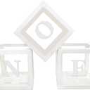 First Birthday Balloon BoxesBaby Boxes with Letters for Baby ShowerClear Baby Shower Decorations Block BoxesTransparent Balloon Box Backdrop for Baby ShowerBirthday PartyGender Reveal Party (White)