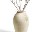 LE TAUCI Ceramic Vase, 11.5 Inch Large Rustic Farmhouse Vase, Tall Vase for Home Decor, Living Room Table & Mantel Centerpiece, Watertight & Sturdy, Matte Sandy Beige White
