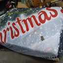 Brightown Christmas Garage Door Cover 7 x 16 ft Decorations, with Magnetic Hook and Elastic Cord for Easy Installation, Large Banner Backdrop for 2 Car Garage Door Party Wall Door Gate (White)