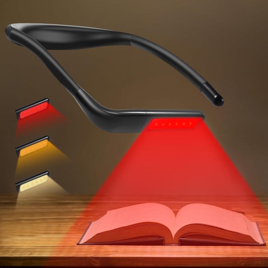 630nm Red Neck Reading Light - Zero Blue Light, Rechargeable Dimmable Portable LED Red Neck Book Lamp for Reading, Crafts, Knitting, Crochet at Night, Perfect for Readers and Craft Lovers