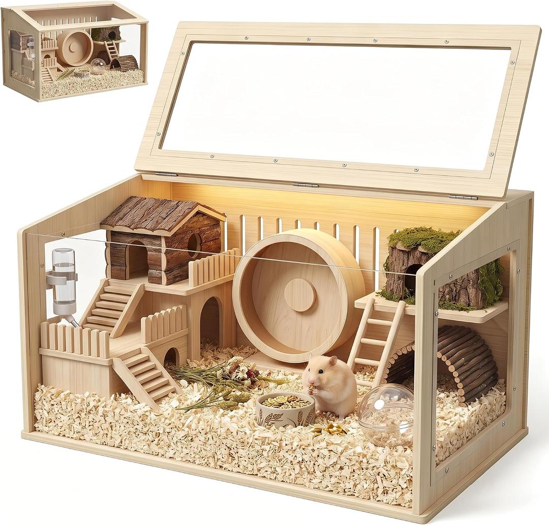 Wooden Large Hamster Cage 24x16x16 Chewproof Enclosure Habitat House