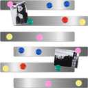 Self-Adhesive Frameless Magnetic Strips, 6pcs - 15''L x 1.97''W Ferrous Bulletin Memo Board Tape with 48pcs Magnets for Fridge, Whiteboard, Office