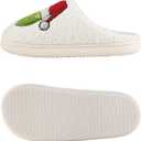 Christmas Slippers For Women Men Indoor Soft Warm Cotton Bedroom Reindeer Slippers House Memory Foam Slippers Cozy Fluffy Fall Winter Home Slippers (9-10 Women/8-8.5 Men)