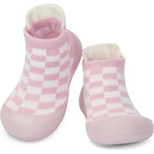 BACSAC Infant Walking Shoes Baby Sock Shoes with Soft Rubber Sole, Non-Slip Toddler Slippers for boys and girls, Breathable Sneakers (Pink)