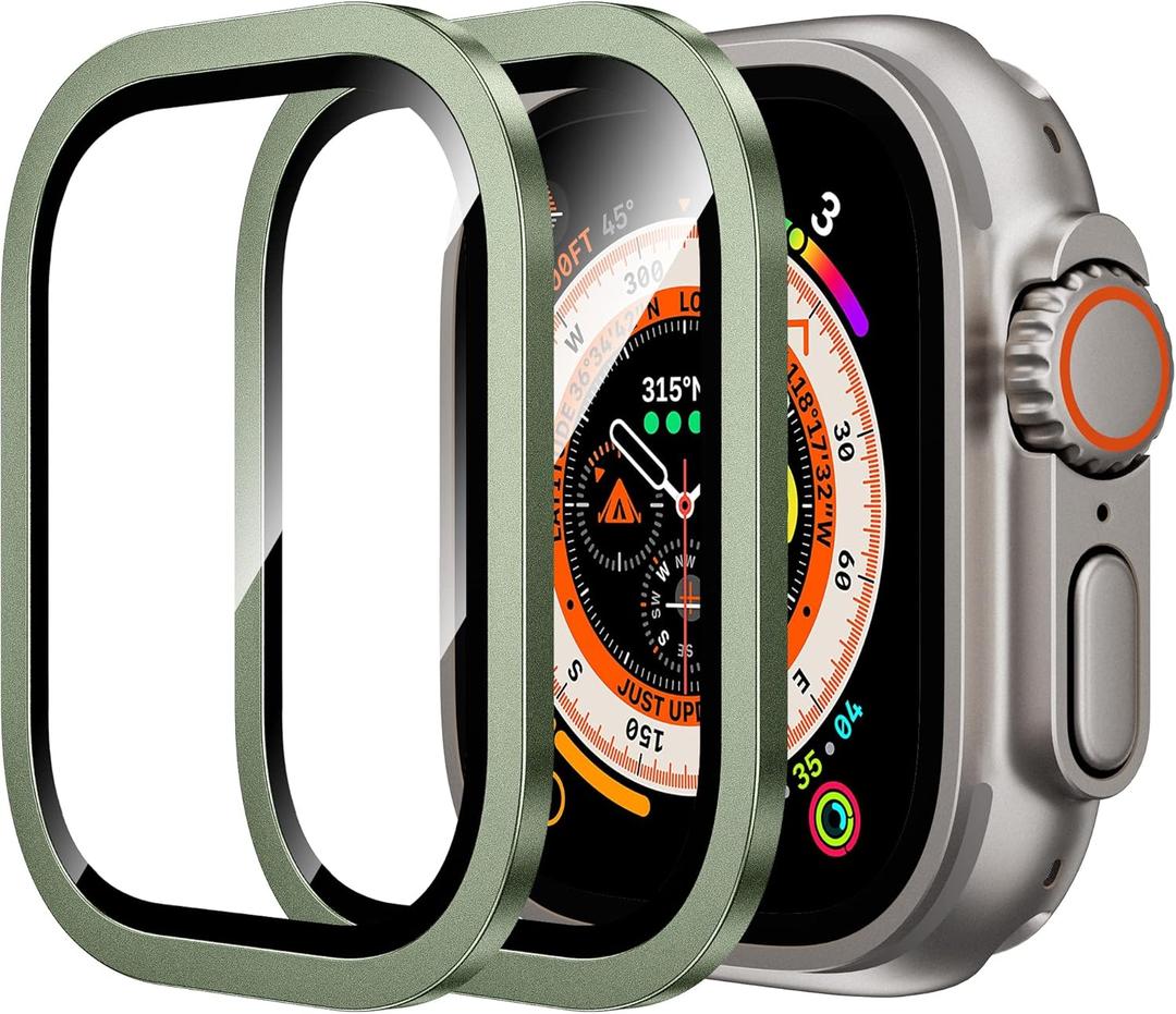 WSKEN for Apple Watch Ultra 3/Ultra 2/Ultra Screen Protector 49mm,9H Tempered Glass + Titanium Alloy Frame, [Keep Original] [Touch Sensitive] Lightweight Protective Glass Film for iwatch Ultra 3/2/1