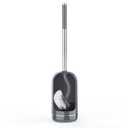 SetSail Toilet Brush and Holder Set, Compact Size Curved Toilet Bowl Brush for Bathroom Deep Cleaning with Stainless Steel Handle Toilet Cleaner Brush, Grey