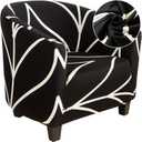 SearchI Club Chair Slipcover Stretch Barrel Chair Covers Printed Tub Chair Slipcovers Soft Spandex Armchair Sofa Cover Removable Couch Furniture Protector Arm Chair Cover for Living Room(Black+White)