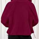 PRETTYGARDEN Womens 2026 Winter Fleece Sherpa Jacket Trendy Long Sleeve Zip Up Cropped Warm Coat Fall Fashion Workout Clothes (X-Large, Burgundy)