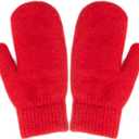Winter Warm Mittens for Women - Cold Weather Stretch Thick Lining Knitted Gloves S/M (Red)
