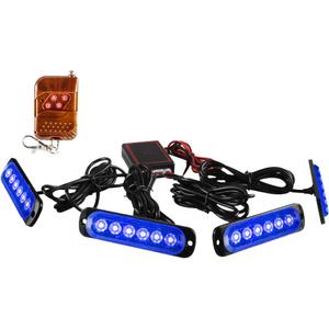 Sidaqi LED Emergency Strobe Lights with Remote Control,Blue 4IN1 24LED Grille Warning Flashing Construction Ploice Light Waterproof 12V