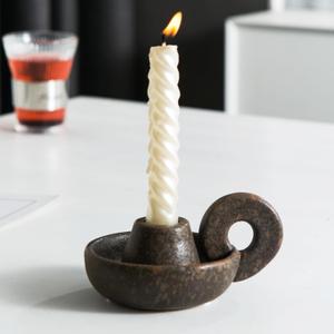 Candle Holder Ceramic Candlestick Holder, Candlelight Stand for Spell Candles, Taper Candles, and Incense, Halloween Christmas Dining Room Home Decoration Display