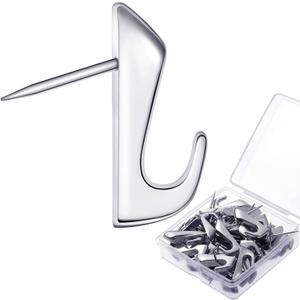 30 Pieces 20 Lbs Pin Hooks Push Pin Hangers Metal Picture Hanging Nails for Home Office Wooden or Fabric Wall (Silver)