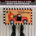 Welcome Fall Truck Door Mat 30x17 Inch, Vintage Fall Truck Decor for Covered Outdoor Area, Pumpkin Truck Decor, Vintage Coir Welcome Mat