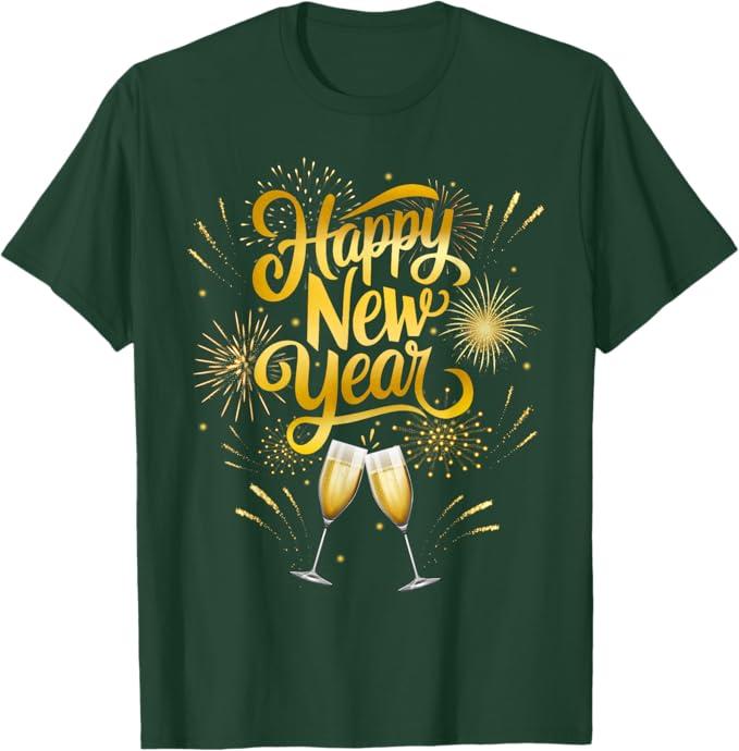 New Years Eve Party Supplies 2026 Happy New Year Fireworks T-Shirt, Size Medium