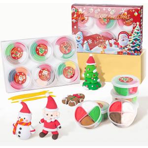 Christmas Air Dry Clay Kit, Christmas DIY Crafts Kit,Modeling Magic Soft Clay DIY Art Sculpting SuppliesXmas Snowman Holiday Party Favors Birthday Gifts for Kids
