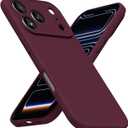 for iPhone 17 Pro Max Phone Case Silicone, Minimalist Ultra Thin Slim Soft Rubber Gel Solid Color Matte TPU Cute Case for Women Men, Girly Plain Aesthetic Design & Camera Cover, Burgundy Maroon