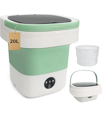 18L Portable Washing Machine, Foldable Mini Washer with Spin Dryer, 3 Wash Modes for Baby Clothes, Underwear, Travel, RV, Dorm & Apartment