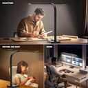 LED Desk Lamp for Home Office - 24W Bright Double Head Desk Light with Clamp Eye Caring Architect Task Light 25 Lighting Modes Adjustable Flexible Gooseneck Lamp (All Black)
