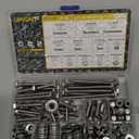 Hex Bolts and Nuts Assortment Kit, 1/4"-20 UNC Nuts and Bolts Set (12 Types), 304 Stainless Steel Bolts and Nuts Kit with Nylon Lock Nuts, Flange Nuts and Spring Washers