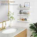 Forbena Gold Floating Shelves for Wall Decor Set of 3, Bathroom Shelves Over Toilet, Modern Display Wall Shelf with Guard Rail for Living Room Bedroom Organizers and Storage - White and Gold