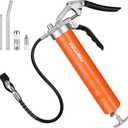 ValueMax Grease Gun, 6000PSI Heavy Duty Grease Gun Kit with 18inch Flexible Hose, 2 Extension Rigid Pipe, 2 Reinforced Couplers and 1 Special Sharp Nozzle, 14oz Load Capacity