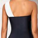 Tempt Me Women Black White Tankini Top Plus Size Swim Tops Ruched One Shoulder Bathing Suit Swimsuit Tops, Black, XXL