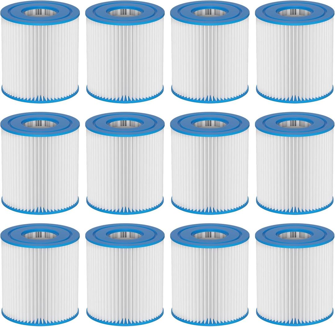 29007E Type H Pool Filter Cartridge Replacement Compatible with Intex 330 GPH Filter Pump, 28201, 28201EH, 28601EG, 28701EH Above-Ground Swimming Pools (12 Pack)