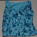 MakeMeChic Women's Y2k Sparkly Sequin Tank Tops Floral Sexy V Neck Lace Crop Party Top (Blue)