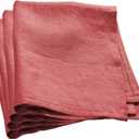 Amazhiyu Pure Linen Dinner Napkins Washable Reusable, Set of 4, 17x17inch, Dark Red