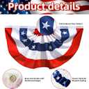 4 Pack 1.5 x 3 FT American Pleated Fan Flag with Red White Blue Star Panels, Patriotic USA Bunting Half Circle Flags for Porch Railing Fence Balcony Home, Independence Day 4th of July Outdoor Decor