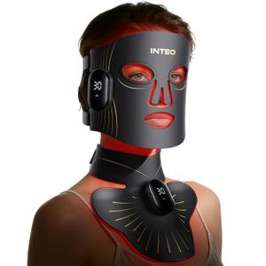 Red Light Therapy for Face and Neck, 4 Modes Cordless Face Mask Light Therapy with Neck Masks, 850nm Infrared & Red Light Mask, 2000mAh Rechargeable Light Therapy Skin Care At Home (680 Beads) (Black)