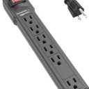 Amazon Basics Surge Protector Power Strip, 6-Outlet, 790 Joules, LED Indicator, 6ft Extension Cord, Black (1 Pack)