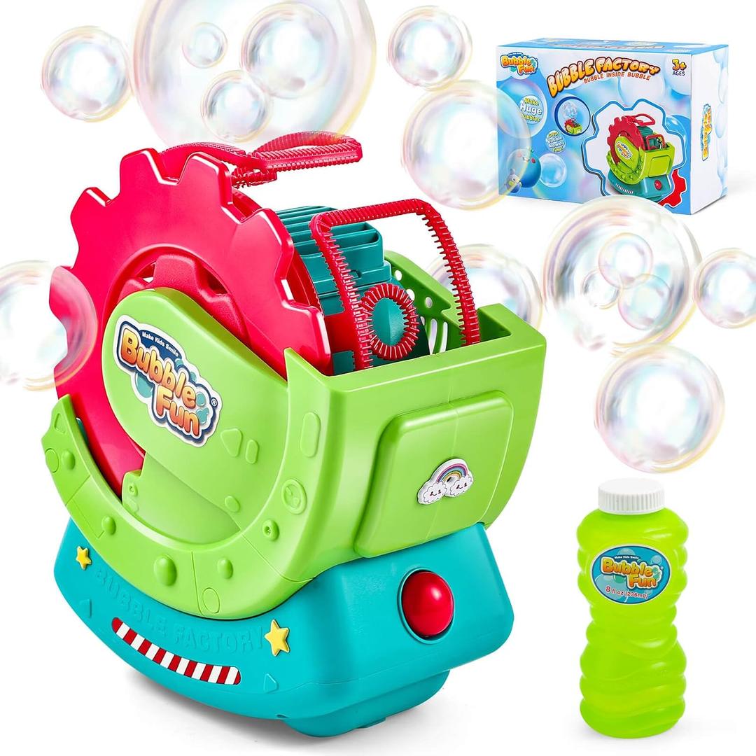 Bubble Machine for Toddlers Kids & Pets, with 8oz Safe Solution, Extra Large & Bubbles in Bubble Maker, Children & Pets Dog Toys Gift, Indoor/Outdoor Birthday Wedding Party Bubble Blower