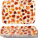 Sliner 6 Pcs 15 Inch Thanksgiving Serving Tray, Fall Serving Dishes, Fall Leaves Platter, Snacks Fruit Dessert Candy Holder Dishes for Thanksgiving Autumn Party