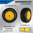 16x6.50-8 Tubeless Tire and Wheel, 4 Ply 16x6.5-8" Lawn Mower Tires with 3/4" Bearings with Extra 5/8" Bearings and 1" Bushings, 3"-5.8" Offset Hub, Fit Riding Mower and Garden Tractor Front Wheels, 16x6.50-8 2P YellowOffset Hub