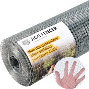 Hardware Cloth 1/2 inch 48 x 50ft Chicken Wire Fencing 19Ga, Hot Dipped Galvanized After Welding Garden Plant Supports Welded Metal Chicken Wire Fence, Poultry Animal Netting Cage Screen
