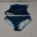 Eomenie Tankini Swimsuit for Women Tummy Control Ruched Two Piece Bathing Suits High Waisted Shell Stitch Swimwear (Large, Blue)