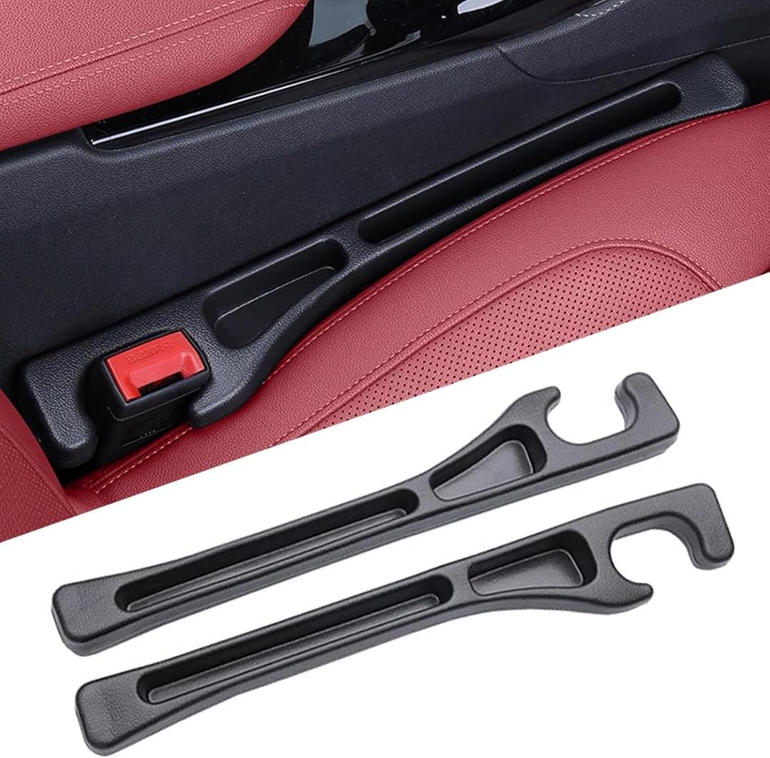 Dyale Car Seat Gap Filler 2 Pack, No Drop Seat Guard for Cars SUVs Trucks, Car Accessories Interior for Between Seat and Console, Prevent Stop Cellphone Wallet Keys Coins and Card from Dropping-Black