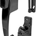 Prime-Line K 5071 Push Button Latch w/ Tie Down, Single Unit, Black Designed to Accommodate Multiple Surfaces, Complete with Night Lock, Contemporary Design (Single Pack)