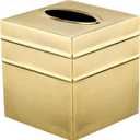 Monarch Abode Tissue Box Cover Square Handcrafted Border Embossed Brushed Gold Metal Tissue Holder Box for Bathroom Accessory, Aesthetic Decorative Facial Napkin Cube for Modern Home Decor, 5"L x 5"W x 5.25"H