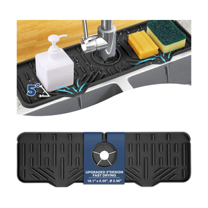 BFONS XL Silicone Faucet Handle Drip Catcher Tray, 18.1in x 5.7in x 0.79in, Black