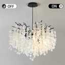 24-Inch Black Tree Branch Chandelier, 8-Light Modern Coastal Chandelier, Round Crystal Dining Room Light Fixtures for Foyer Entryway Stairwell, Bathroom Chandeliers Over Tub, E12